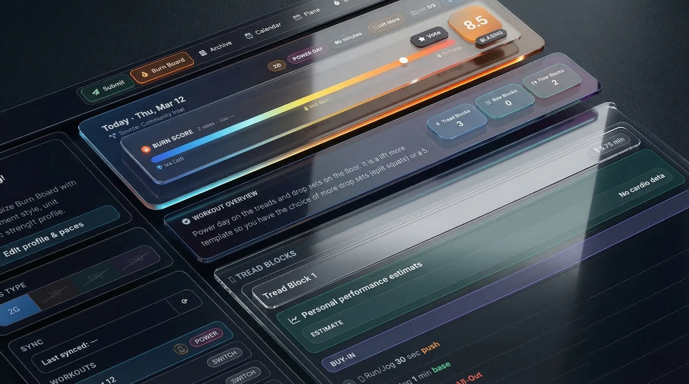 Burn Board product interface collage.