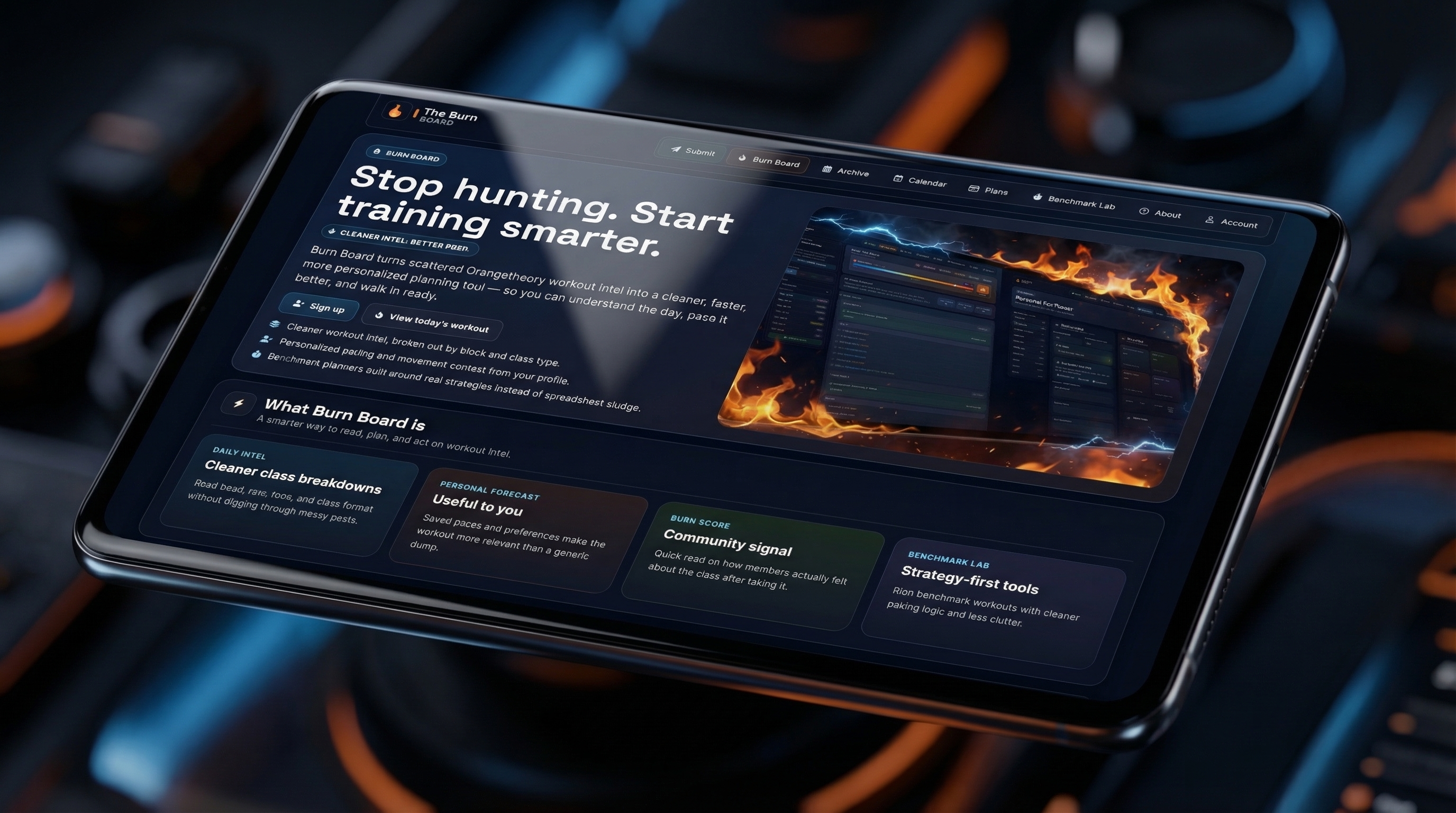 Organized Burn Board workout intel view.